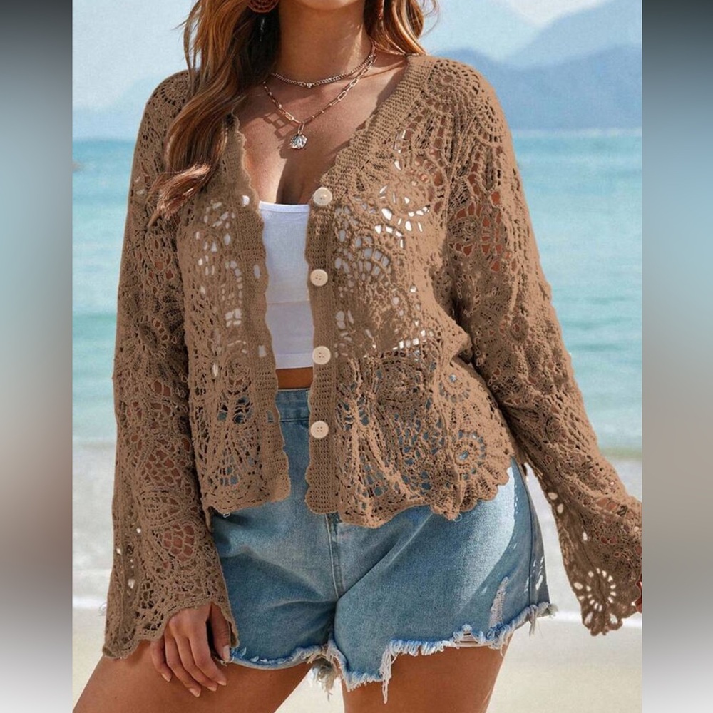 Cream Crochet Cardigan - Picture 9 of 16